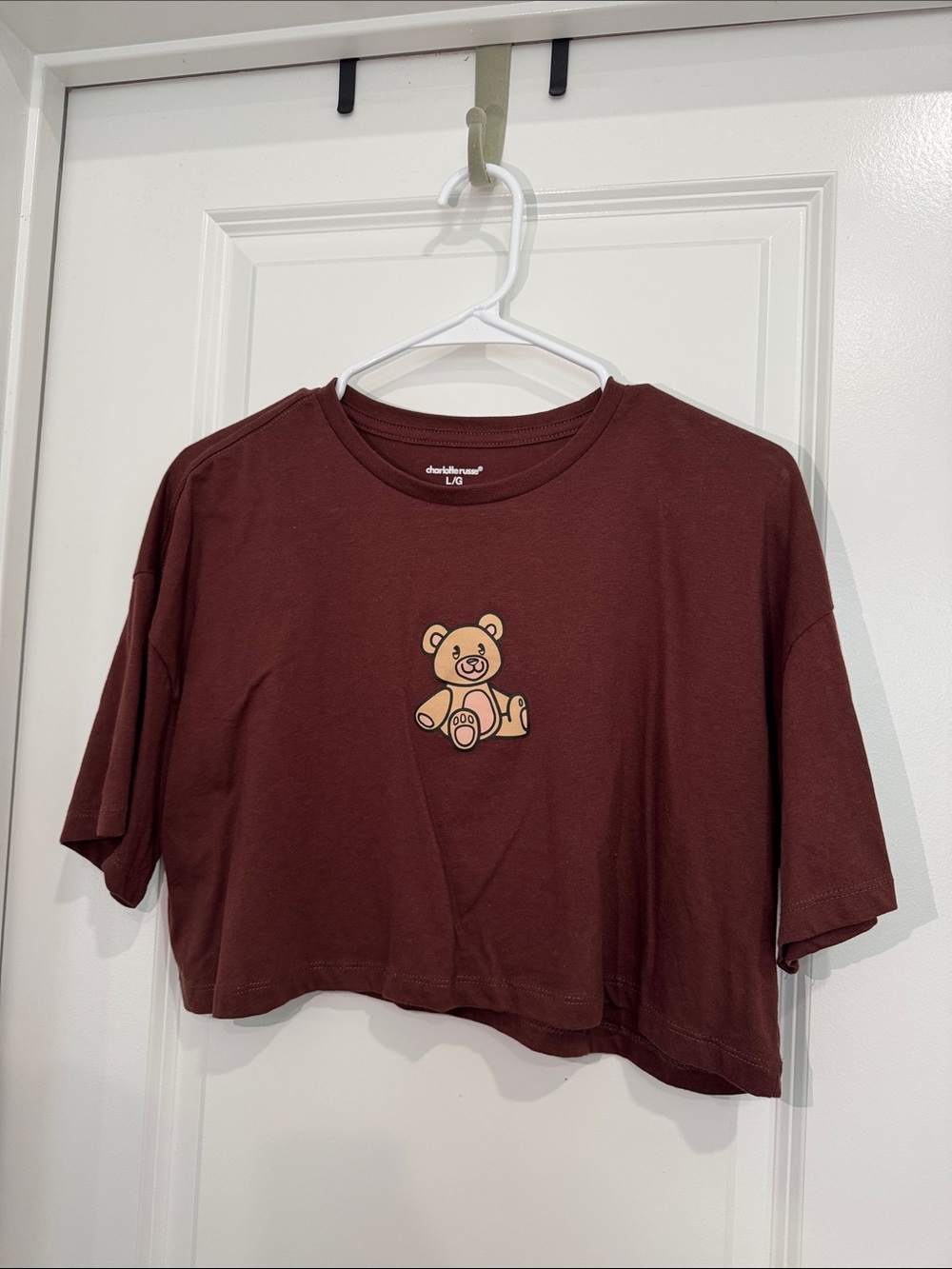 Teddy Graphic Cropped Tee - Brown